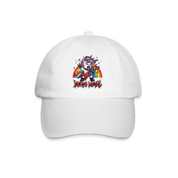 Death Metal Einhorn – Rocker Regenbogen Design - Baseballkappe - Weiß/Weiß - Vorne
