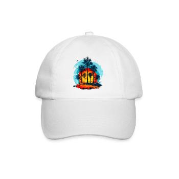 Palm trees at tropical sunset - Baseball Cap - white/white - Front