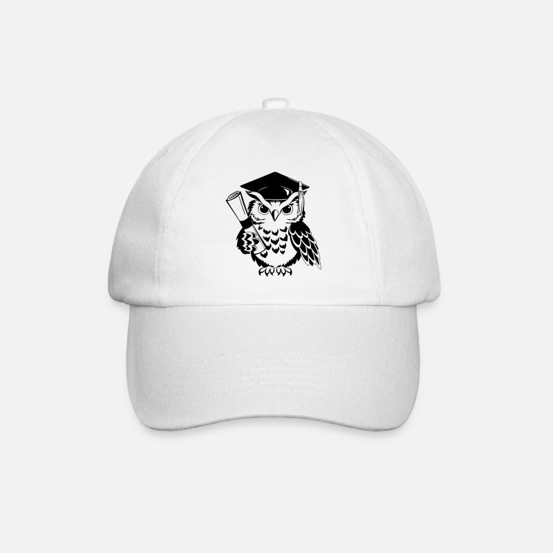 Schlaue Eule mit Doktorhut und Diplom - Baseballkappe - Weiß/Weiß