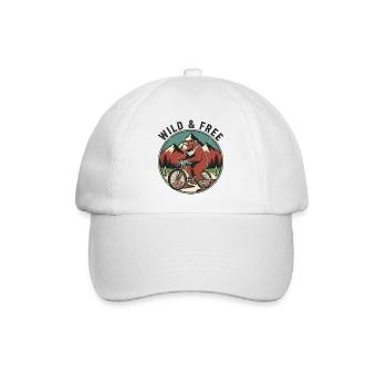 Wild & Free Grizzly Bear Bicycle Vintage Emblem - Baseball Cap - white/white - Front