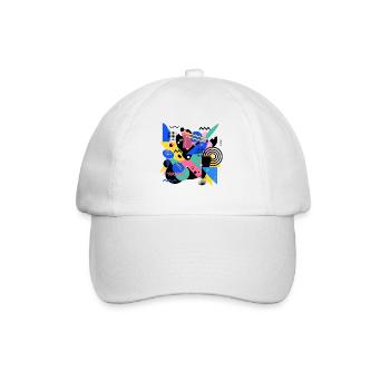 Memphis Style Pattern Retro 80s Geometry Abstract - Baseball Cap - white/white - Front