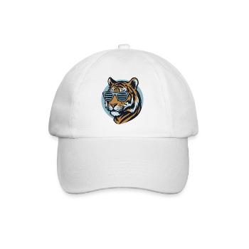 Tigre avec lunettes de soleil – Style pop rétro - Casquette classique - blanc/blanc - Devant