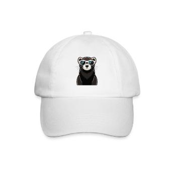 Cool Ferret with Sunglasses - Baseball Cap - white/white - Front