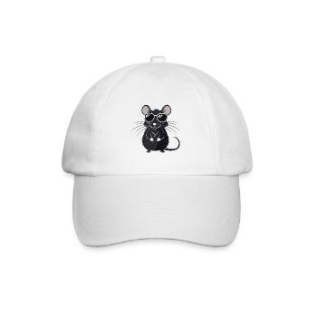 Maus-Hipster-Brille - Baseballkappe - Weiß/Weiß - Vorne