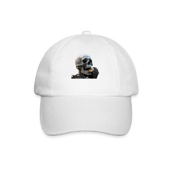 Crâne squelette réaliste avec une pièce Bitcoin - Casquette classique - blanc/blanc - Devant