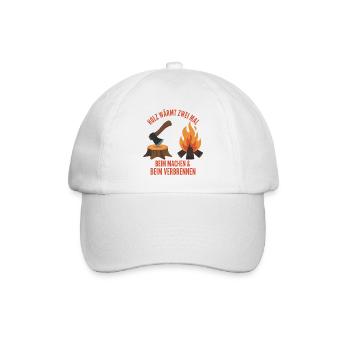 Holz wärmt zwei Mal: Hacken vs. Brennen - Baseballkappe - Weiß/Weiß - Vorne