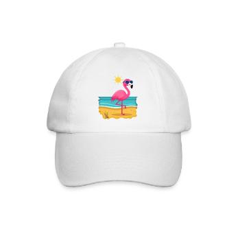 Flamingo sunbathing No.1 - Baseball Cap - white/white - Front
