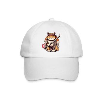 Samurai Cat with Sword Funny For Cats Lover - Baseball Cap - white/white - Front