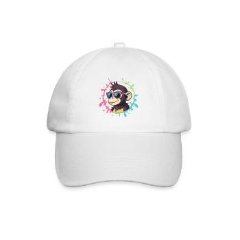Cartoon Monkey Splash bunte rosa Brille - Baseballkappe - Weiß/Weiß - Vorne