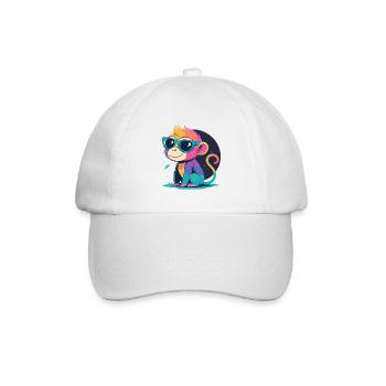 Regenbogenaffe mit Brille - Baseballkappe - Weiß/Weiß - Vorne