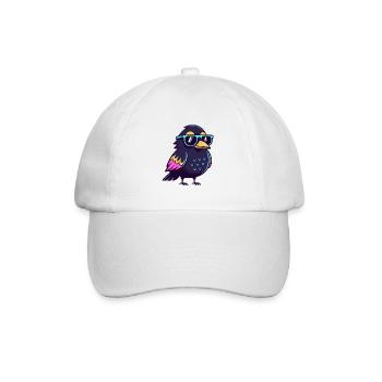 Solar Blue Hipster Bird - Baseball Cap - white/white - Front