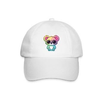 Regenbogen-Neon-Koala mit Brille - Baseballkappe - Weiß/Weiß - Vorne