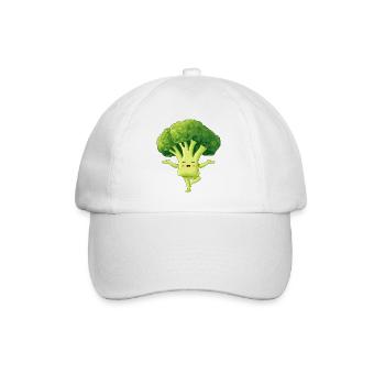 Kawaii Brokkoli Yoga Charme - Baseballkappe - Weiß/Weiß - Vorne