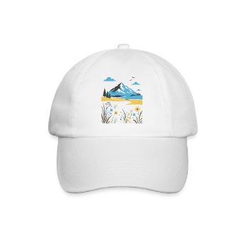 Mountain landscape with flowering meadows - Baseball Cap - white/white - Front
