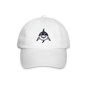 Shark Hipster Rote Brille - Baseballkappe - Weiß/Weiß - Vorne