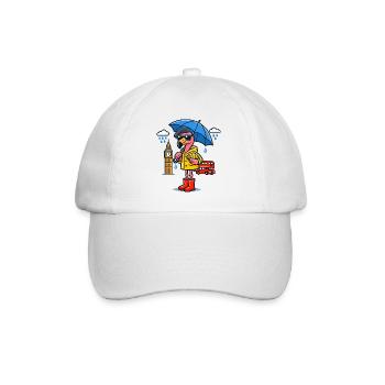 London Rain Flamingo Cartoon - Baseball Cap - white/white - Front