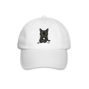 Art de bannière du chat noir - Casquette classique - blanc/blanc - Devant