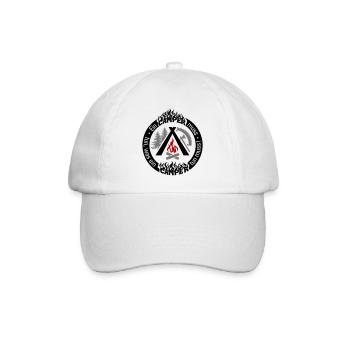Camper lustiger Spruch 3-farbig individuell konfig - Baseballkappe - Weiß/Weiß - Vorne