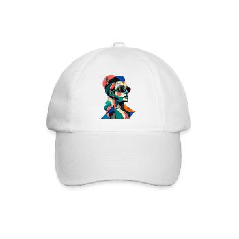 Kubistisches Farbporträt mit Sonnenbrille - Baseballkappe - Weiß/Weiß - Vorne