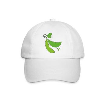 Green pea pod silhouette - Baseball Cap - white/white - Front