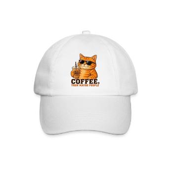 Kaffee, dann vielleicht Menschen - Baseballkappe - Weiß/Weiß - Vorne