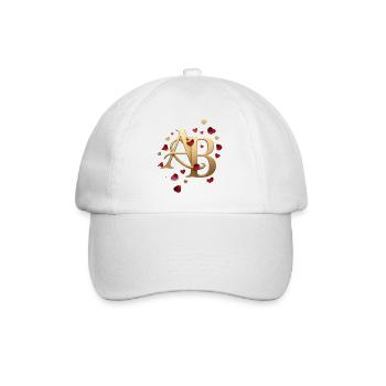 Gold AB heart logo with rose petals - Baseball Cap - white/white - Front