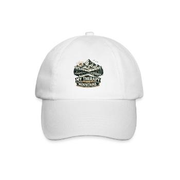 My Therapy Has Mountains | Hiking Design - Baseballkappe - Weiß/Weiß - Vorne