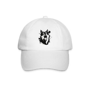 Heulender Wolf in schwarzen Spritzern - Baseballkappe - Weiß/Weiß - Vorne