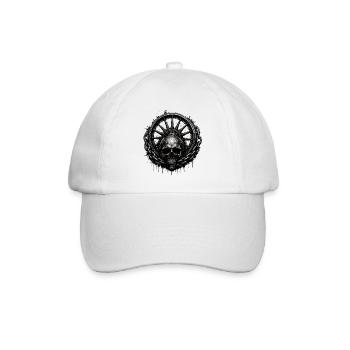 Striking dark motif with skull, solid chain - Baseball Cap - white/white - Front