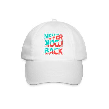 Never Look Back – Retro Typografie Statement Desig - Baseballkappe - Weiß/Weiß - Vorne