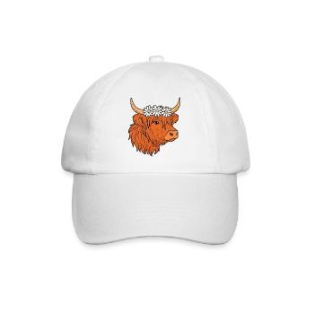 Bovins écossais des Highlands avec marguerites - Casquette classique - blanc/blanc - Devant