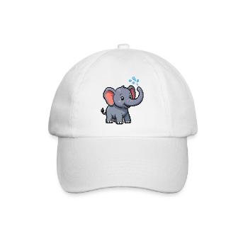 Pixel Elephant with Bubbles - Baseball Cap - white/white - Front