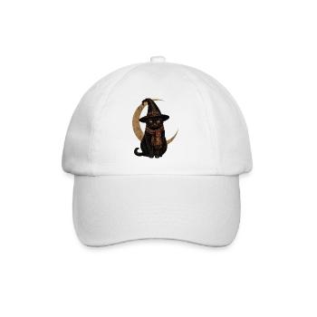 Black Cat Witch Hat Vintage Halloween shirt - Baseball Cap - white/white - Front