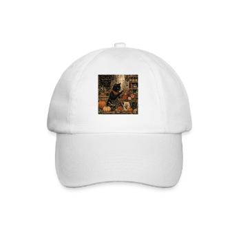 Black Cat Floral Shop T-Shirt Vintage Goth - Baseball Cap - white/white - Front