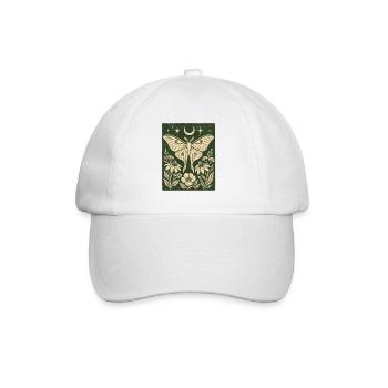 Mystischer Schmetterling Mond Blumen Vintage Natur - Baseballkappe - Weiß/Weiß - Vorne