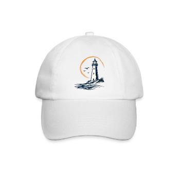 Hirtshals Leuchtturm – Dänische Küste - Baseballkappe - Weiß/Weiß - Vorne