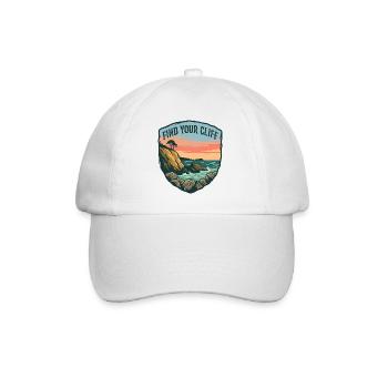 Vintage Cliff and Ocean Motivationspatch - Baseballkappe - Weiß/Weiß - Vorne