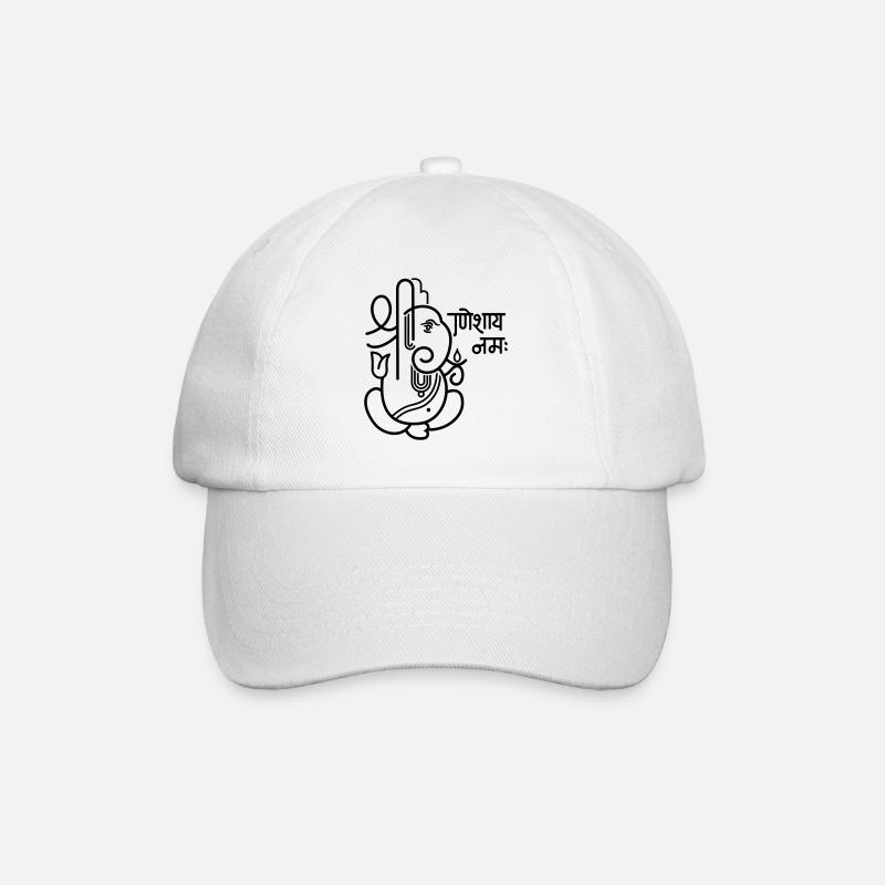 Ganesha Elefant (elephant) No.05_1c - Baseballkappe - Weiß/Weiß