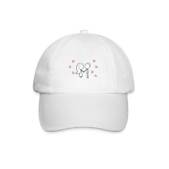 pärchen liebe herzen rosa herz Valentinstag - Baseballkappe - Weiß/Weiß - Vorne