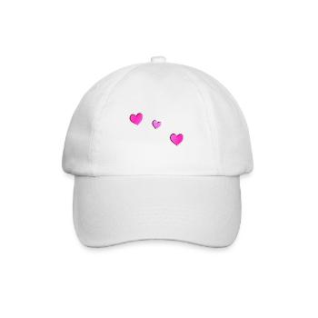 trois cœurs roses symbole d’amour paillettes - Casquette classique - blanc/blanc - Devant