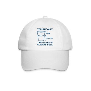 Technisch ist das Glas immer voll - Baseballkappe - Weiß/Weiß - Vorne