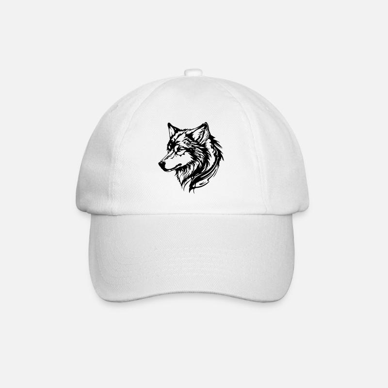 Wolf Kopf - Baseballkappe - Weiß/Weiß