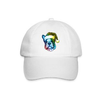 French Bulldog Dog Head Christmas Colorful - Baseball Cap - white/white - Front
