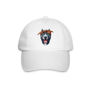 Pitbull Puppy Cartoon - Baseball Cap - white/white - Front