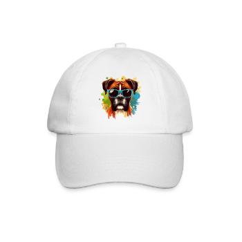 Colorful Boxer Dog Splash Art - Baseball Cap - white/white - Front