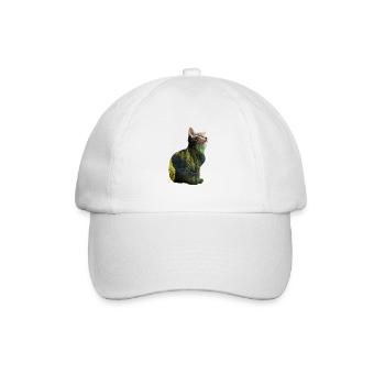 Double Exposure Animals Cat Nature - Gift Idea - Baseball Cap - white/white - Front