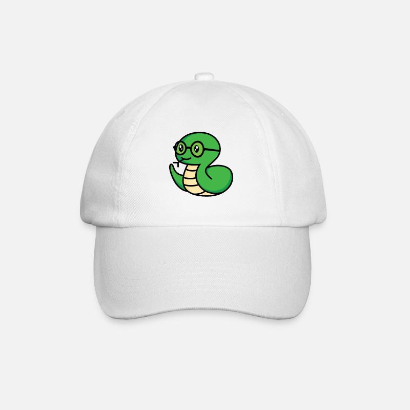 Brillenschlange Nasenfahrrad Reptil Comic - Baseballkappe - Weiß/Weiß