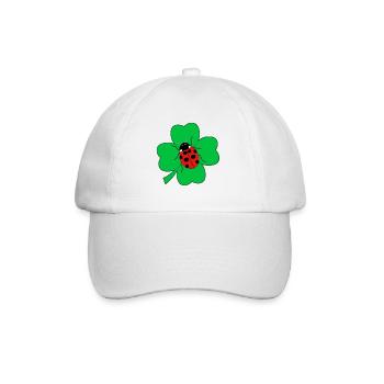 Ladybug on cloverleaf lucky charm gift - Baseball Cap - white/white - Front