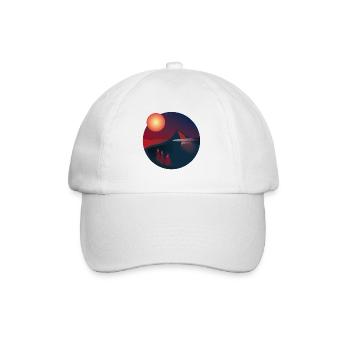 Coucher de soleil Paysage de montagne dans une marine / Red Circle - Casquette classique - blanc/blanc - Devant