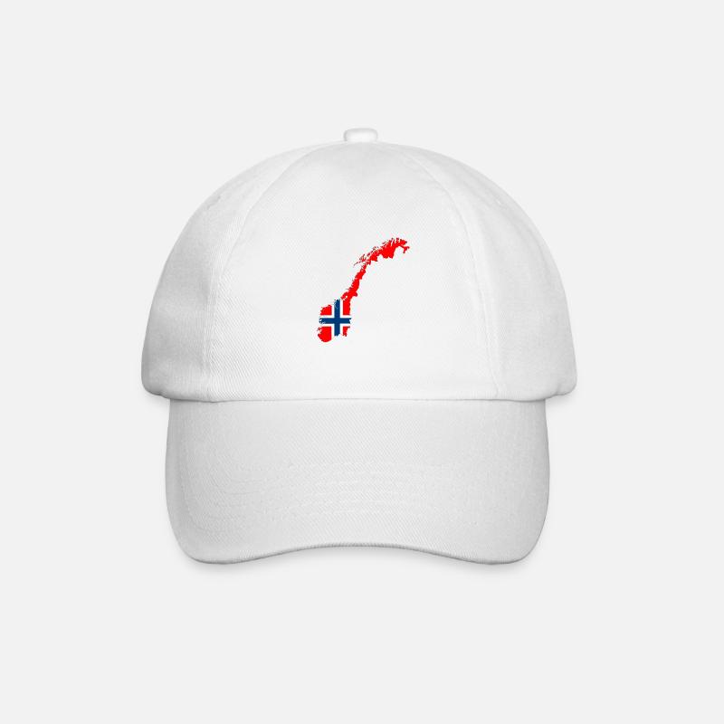 Drapeau et carte de la Norvège - Casquette classique - blanc/blanc